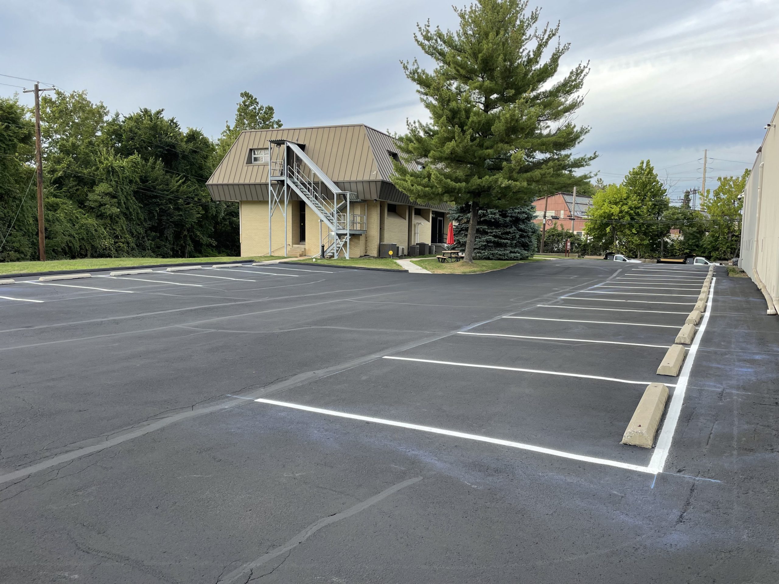 After line striping — crisp new parking lot lines Newtown PA
